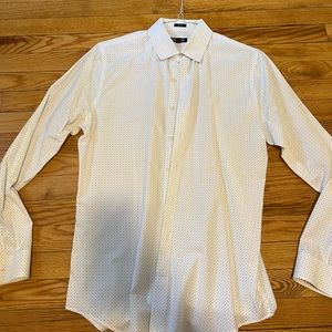 Express dress shirt/white with blue pattern. Great condition. Extra Slim